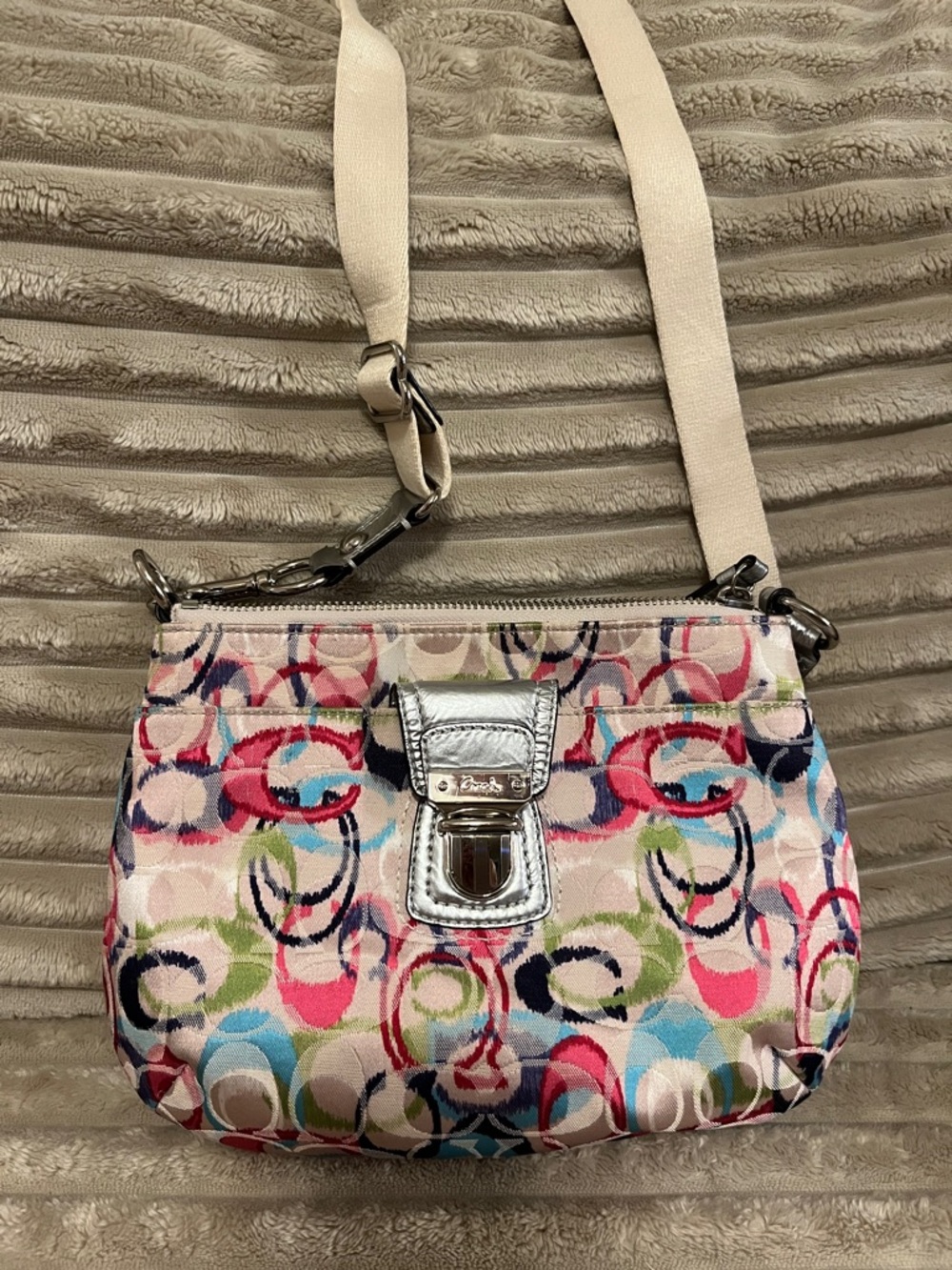 Multicolor Signature Print Crossbody Bag